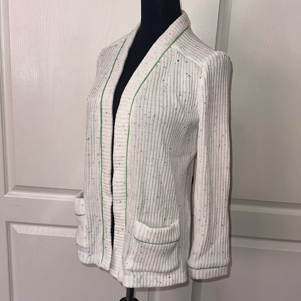 60s / 70s VTG RIBBED KNIT RAINBOW DOT CARDIGAN SWEATER